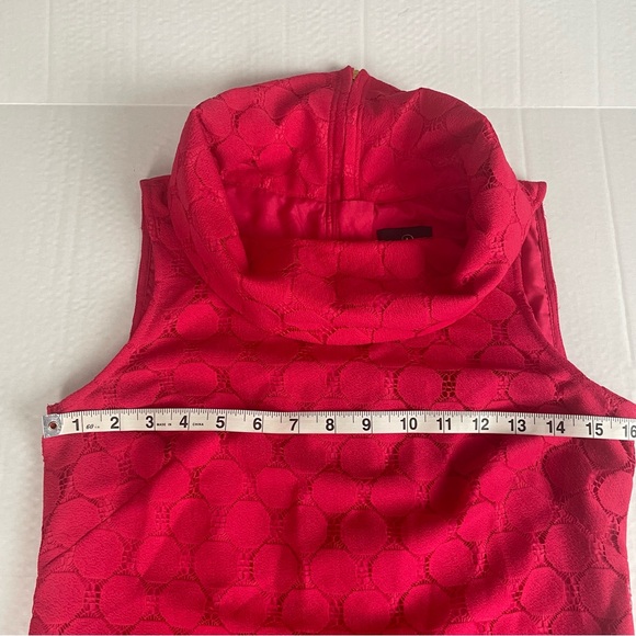 Adrianna Papell Red Lace Roll Neck Sleeveless Sheath Dress Size 2 - Picture 8 of 9
